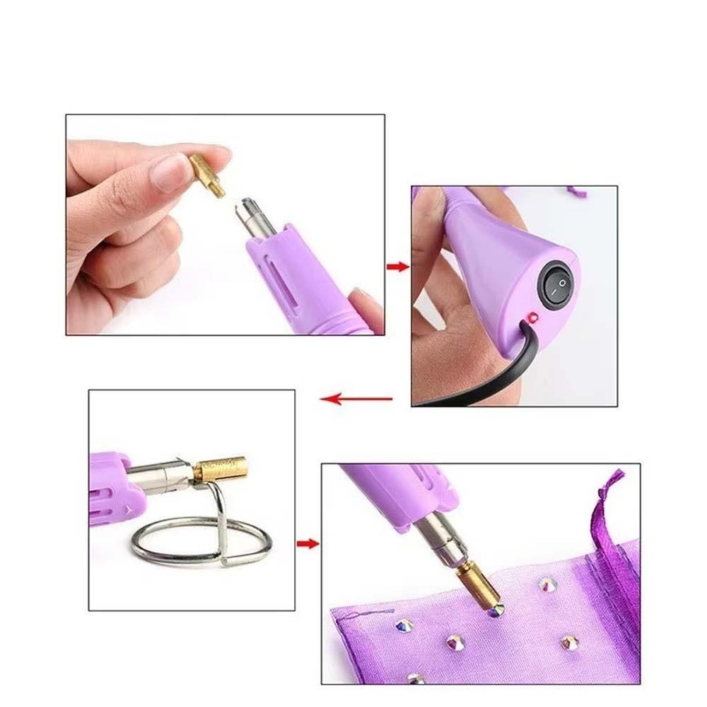 9pcs Ergonomic Hot-fix Rhinestone Applicator US/EU Plug In Heated Rhinestone Pen  Bags