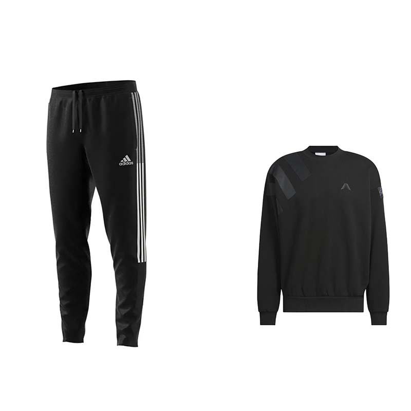 

Adidas Винтажный комплект из длинных брюк средней посадки и пуловера с круглым вырезом, повседневный комплект толстовки с длинным рукавом для мужчин, комплект толстовки, черный /GM7356+IW8060 S