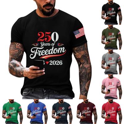 Men's Loose And Casual Flag-print T-shirt, Short Sleeve Shirt