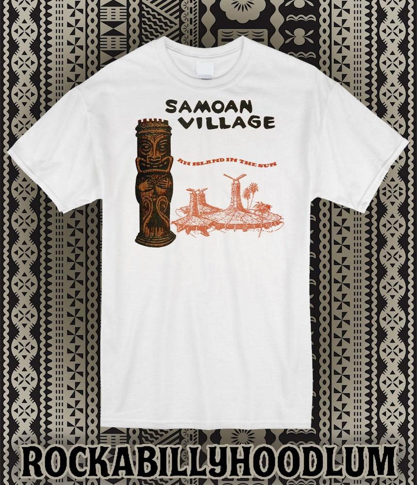 Retro Tiki Art Tee T Shirt Polynesian Samoan Village Island In The Sun Unisex T-Shirt L