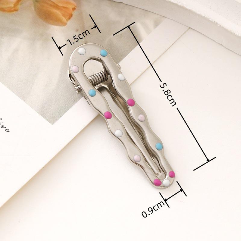 6cm Colored Polka Dot Metal Hair Clip, Side/Duckbill/Straight Clip, Cloud-Style Bangs Clip, Handmade Hair Accessory