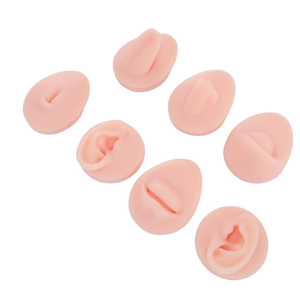 7pcs Silicone Body Parts Tongue Mouth Nose Eye Navel Ear Model Soft Practice Body Parts Kit