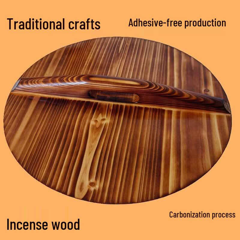UOSO Handmade Solid Fir Wood Old-Style Carbonized Pot Lid