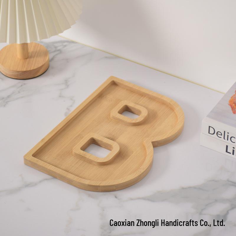Bamboo Wood Letter Tray for Parties and Celebrations: Dessert, Deli, Fruit, or Dinner Plate