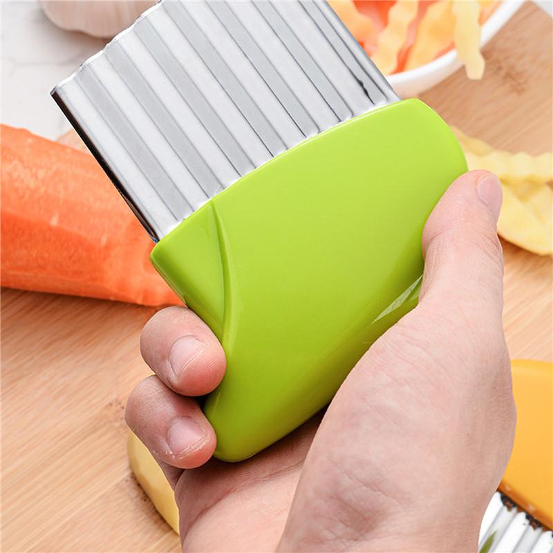 Stainless Steel Crinkle Cut Knife - Multi-Purpose Chip Slicer For Vegetables, Fruits And French Fries 