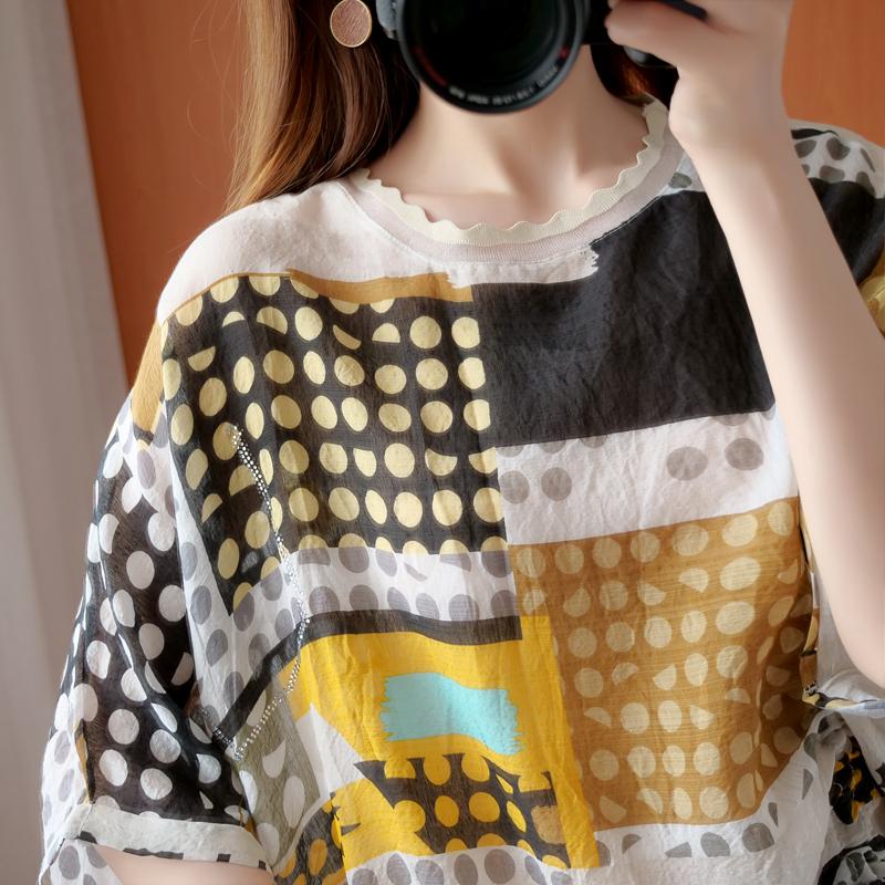 DIMANAF 2026 Plus Size New T-Shirt Women Blouse Print Tops Loose Casual Lady Tees Shirts Oversize Beach Summer