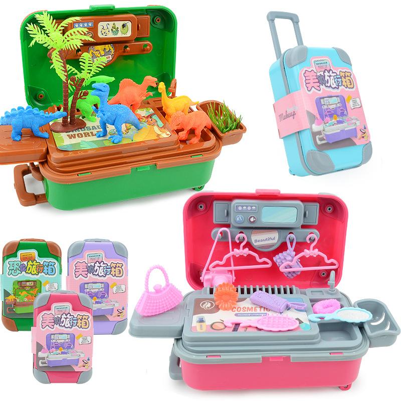 Simulation Mini Cute Pet Trolley Suitcase Toy Children'S Play House Dresser Storage Suitcase Set