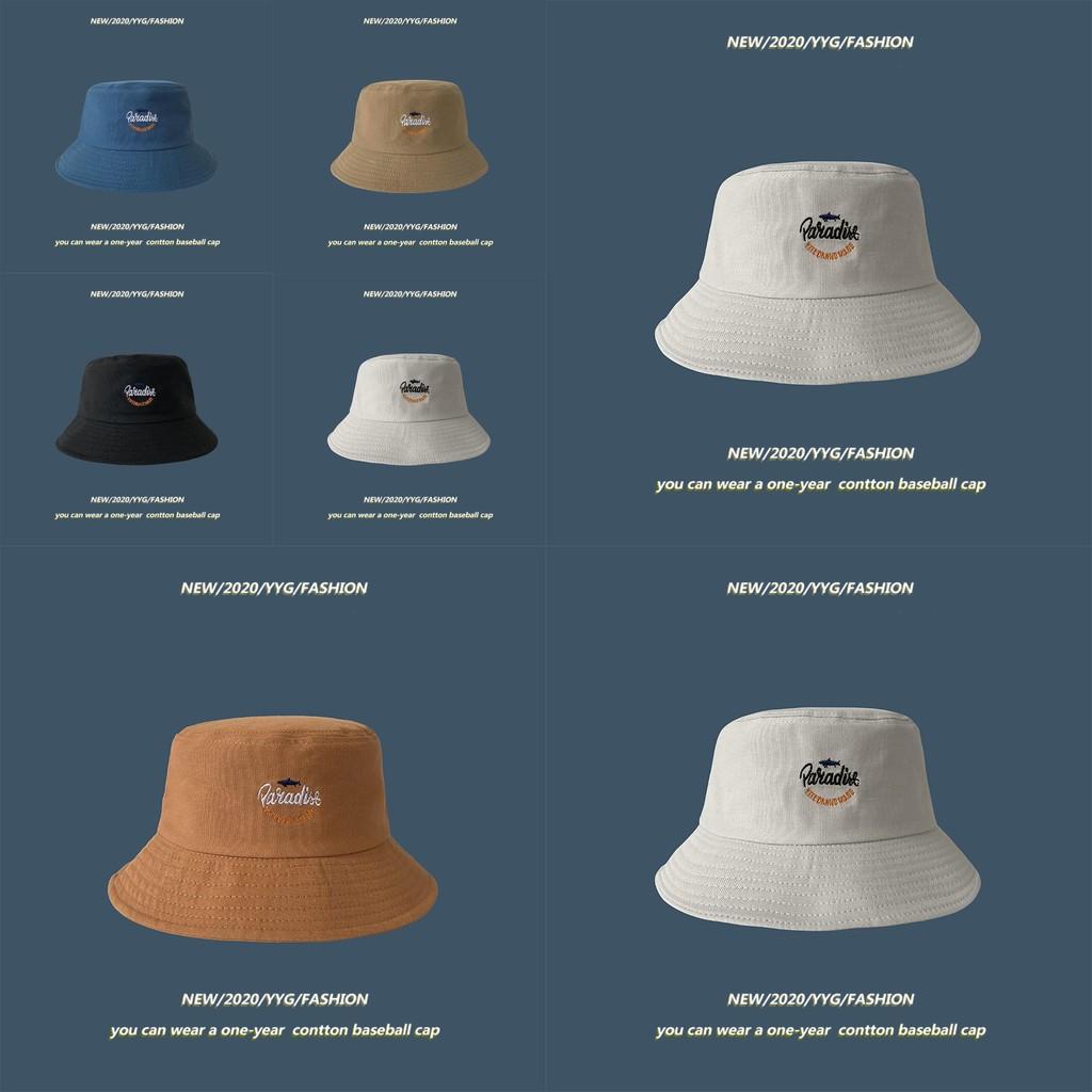 Trendiger Baumwoll-Bucket-Hat mit Hai-Stickerei für Männer und Frauen Sonnenschutz