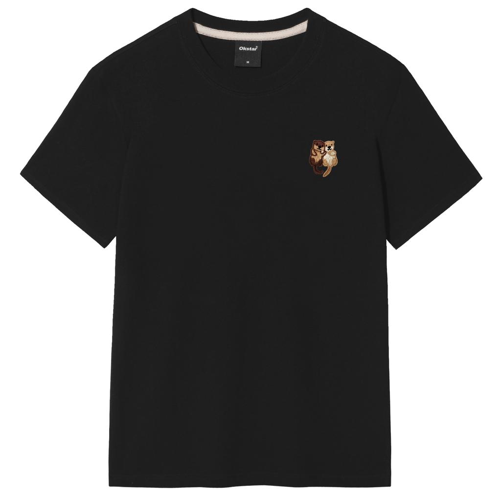 OKSTAR Sea Otter Embroidered Short Sleeve T-Shirt (Type B)