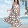 Women Casual Loose Bohemian Floral Dress Short Sleeve Long Maxi Summer Beach Swing Dress