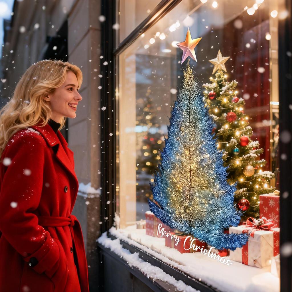 Christmas Decorative Glass Sticker Holiday Party Atmosphere Scene Layout Star Christmas Tree Window Sticker Electrostatic Window