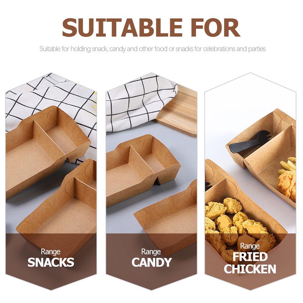 50 Pcs Kraft Paper Snack Box French Fries Boxes Popcorn Containers Party Supplies Gift Bags Disposable Food Trays Lightweight