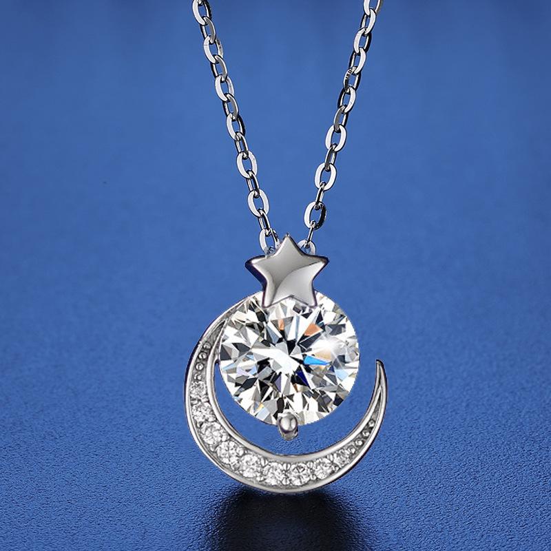 Collana Pendente in Argento Sterling S925 di Alta Gamma con Moissanite - Regalo Lussuoso per Lei