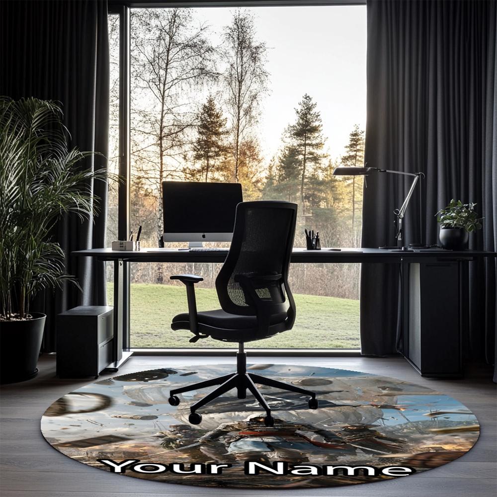 Custom Name Assassin’s Creed Printed Round Rug Carpet Chair Rug Area Rug Entryway Doormats,for Office Chair Living Room Bedroom Kitchen Room.