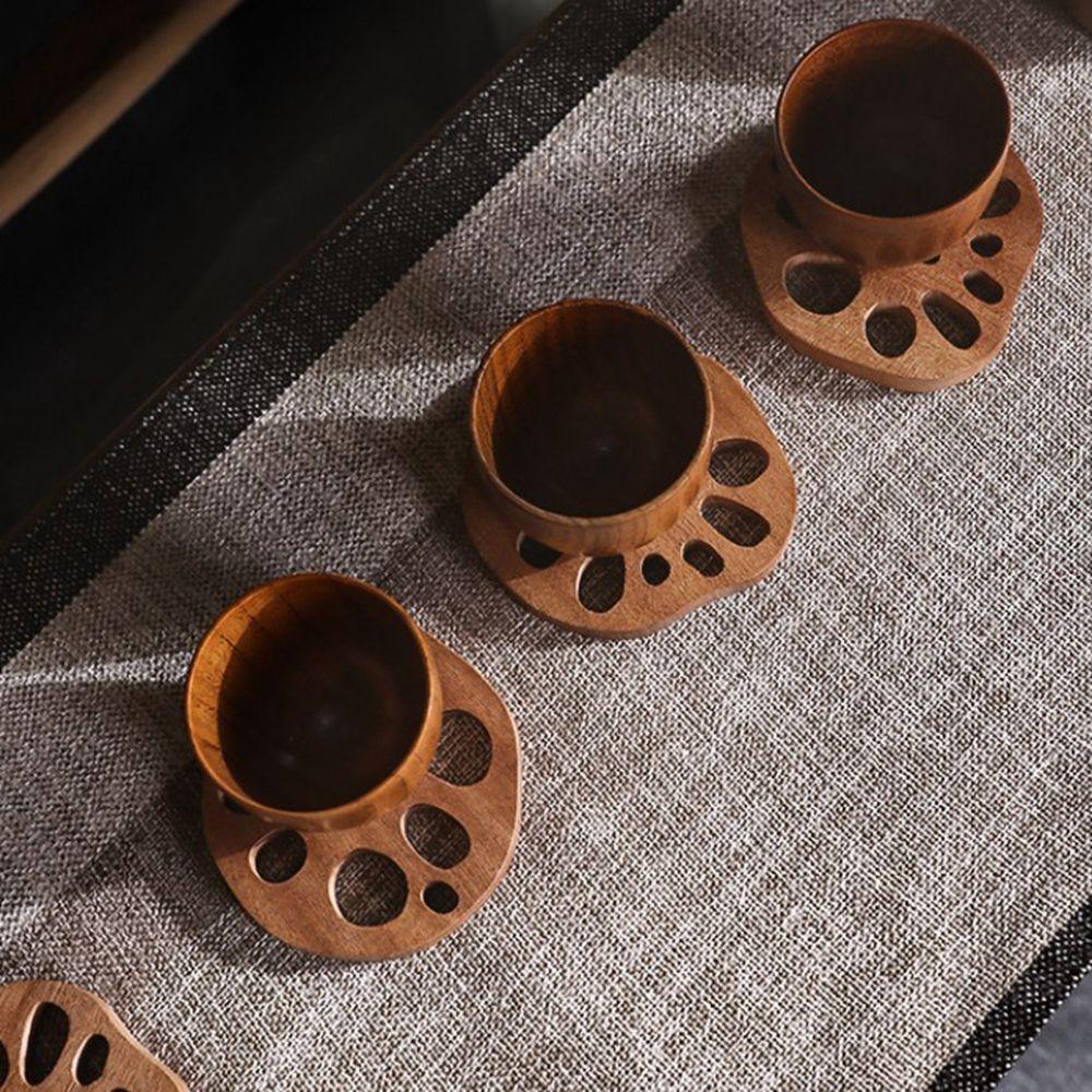 Dining Decor Wooden Coasters Anti-scald Mat Lotus Root Slice Wood Pads Coffee Mug Pad Tea Cup Mats