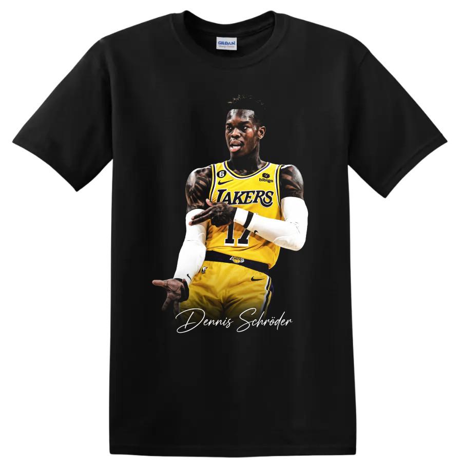 Dennis Schroder Lakers Basketball Player Action T Shirt Graphic Tee