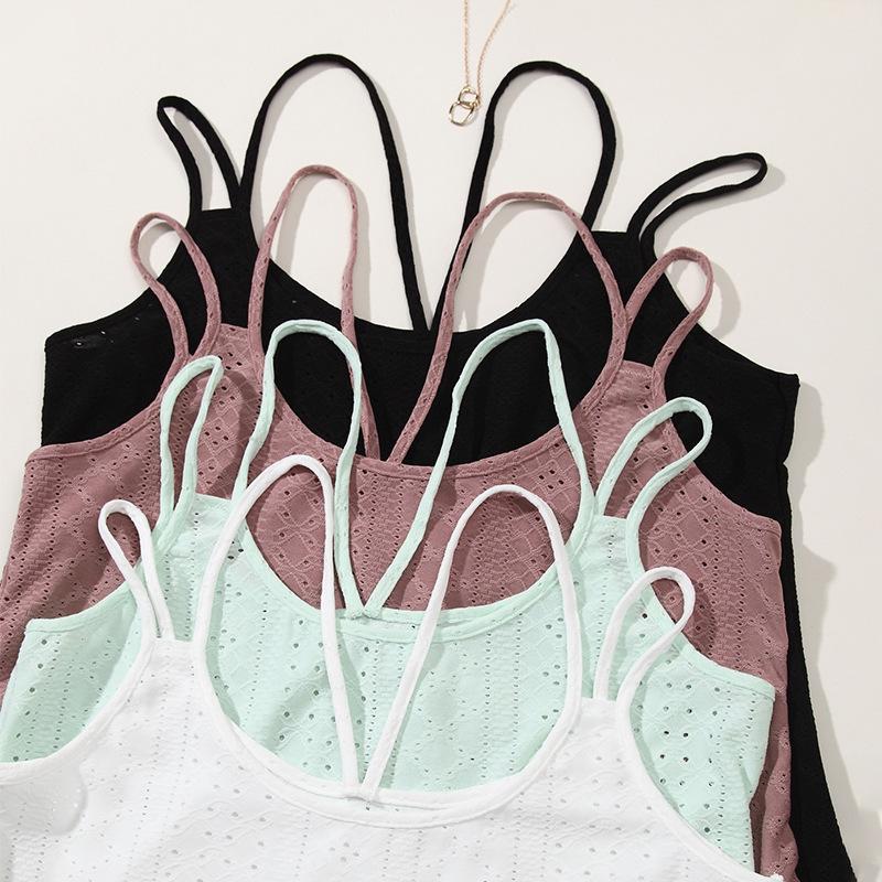 Sexy dámské topy Jednobarevné podvazky s kulatým výstřihem Sexy ženy topy bez rukávů Prodyšné dvojité ramenní popruhy Dámské vesty Duté dámské topy
