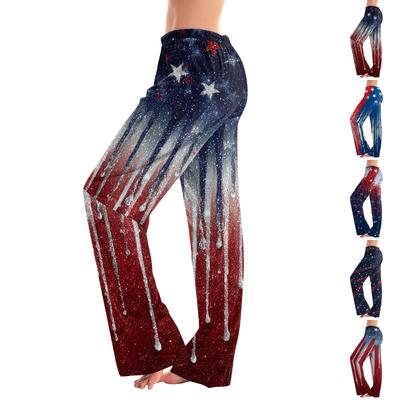 Pantalones de Pijama Sueltos para Mujer con Estampado del Día de la Independencia, Moda Casual para Casa