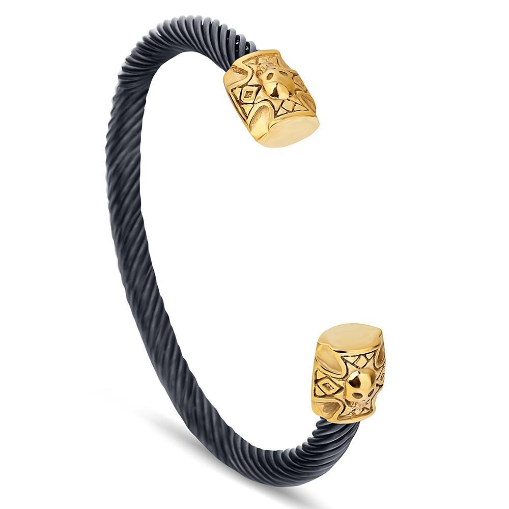 

Ретро-панк двуглавый череп стальной проволочный браслет кабельный браслет из титановой стали для женщин