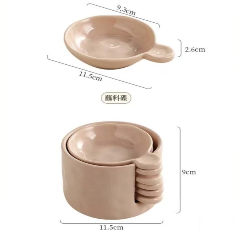Verdickte Hochtemperatur-Keramik-Soßenschälchen – Rundes Dip-Schalen-Set für Gewürze, Sojasauce, Essig und Stäbchenablage