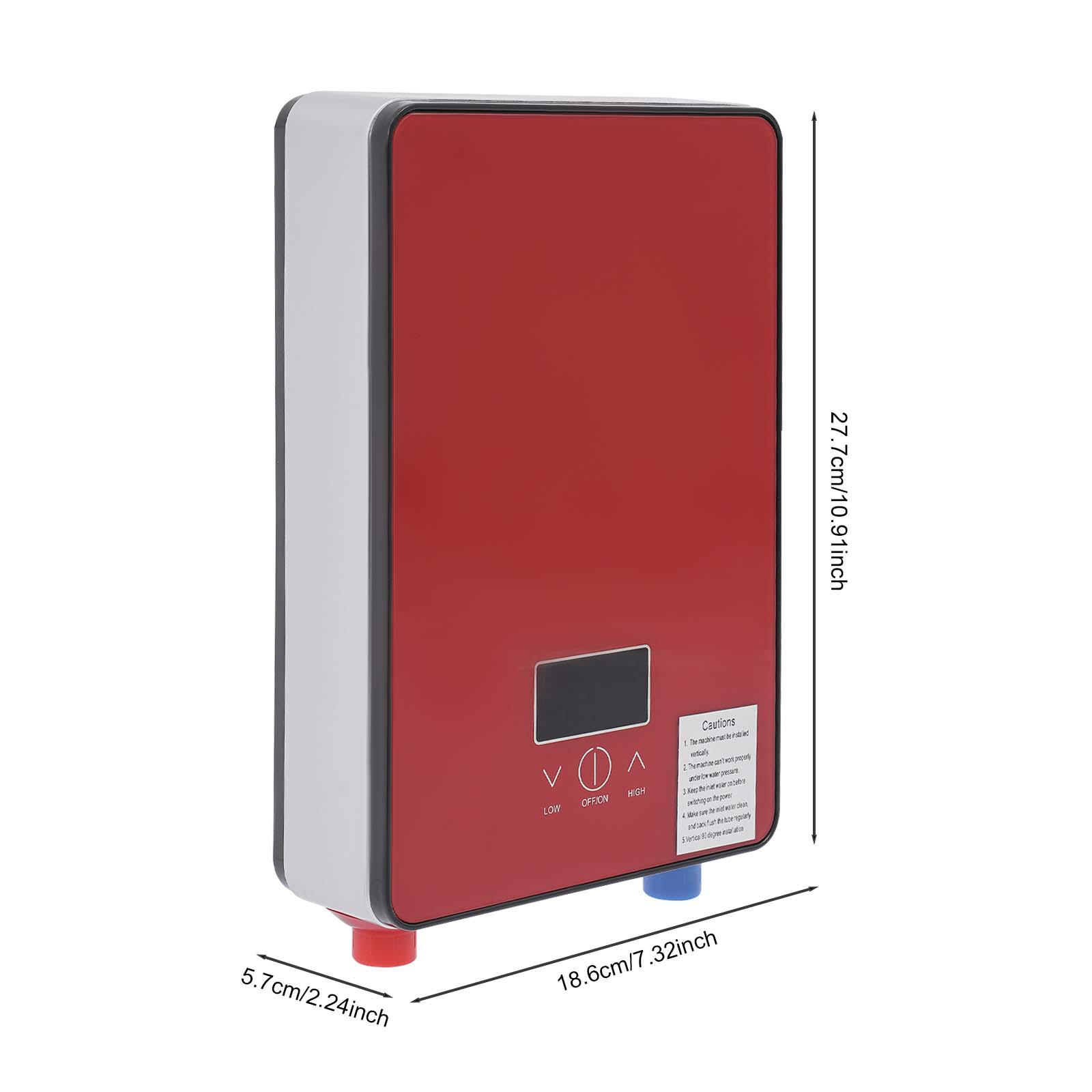 

Instant Electric Water Heater 6500W 220V Energy Saving Design & IPX24 Waterproof,Tankless Water Heater with LED Display Red червоний