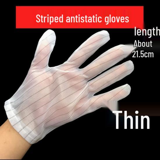 100 Pairs Anti-static Breathable Double-sided Stripe Protective Gloves for Cleanroom