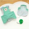 Green plaid frog pet 3-piece set (hat, overalls, leash). Breathable, stylish for spring/summer outings, walks and photos.