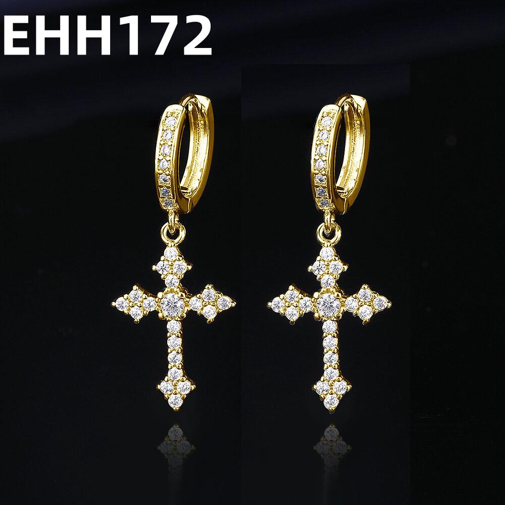 Fashion Classic Cross Earrings Inlaid With Aaaaa Crystal Zircon Women's And Men's Personalized Jewelry Earrings
