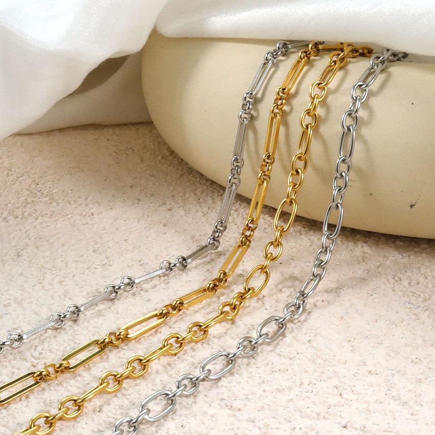 French Plain Chain Light Luxury Stacked Thin Cross Chain Titanium Steel Necklace Men And Women Simple Design Hollow Chain