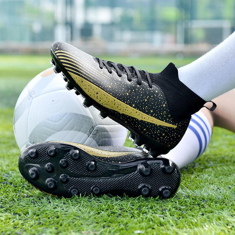 Factory High-top Football Shoes AG Long Nails Broken Nails Men and Women Artificial Grass Students Sports Training Football Spikes