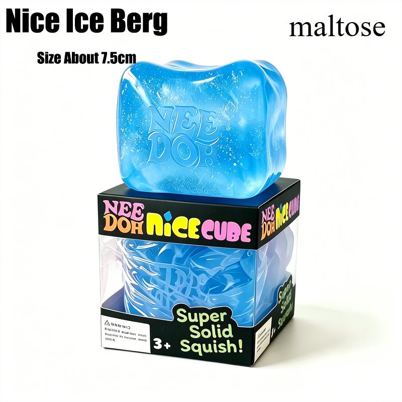 Needoh Nice Cubo Giocattolo Rosa 7.5cm Gigante Scintillante Trasparente Maltosio Sensoriale Impastare Allungare Sollievo dall'Ansia Autismo ADHD Svago Regalo