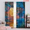 2pcs,2D Plane Printing Contemporary Curtains Moonlit Canvas Polyester (without Rod) Festive Use for Kitchen Living Room Office