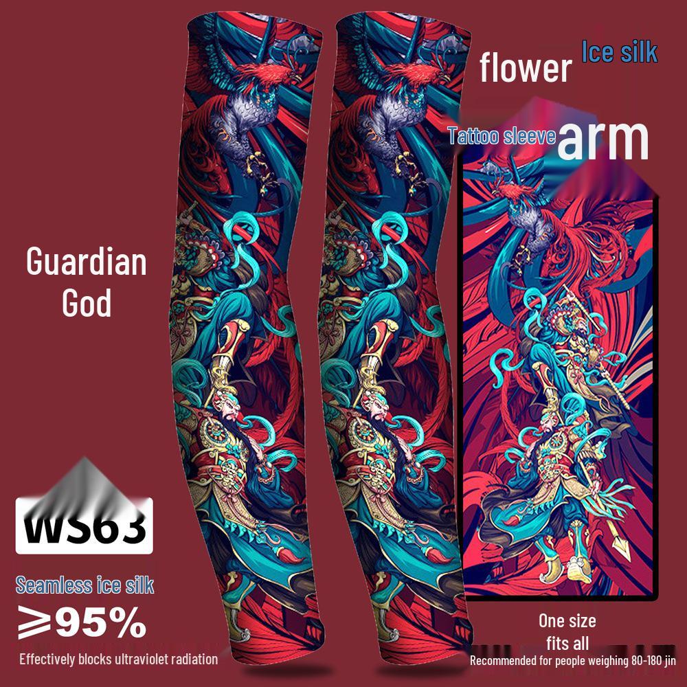 Ice Silk Tattoo Sun Protection Sleeves for Men & Women - Summer Driving, Cycling, Flower Design Arm Shades