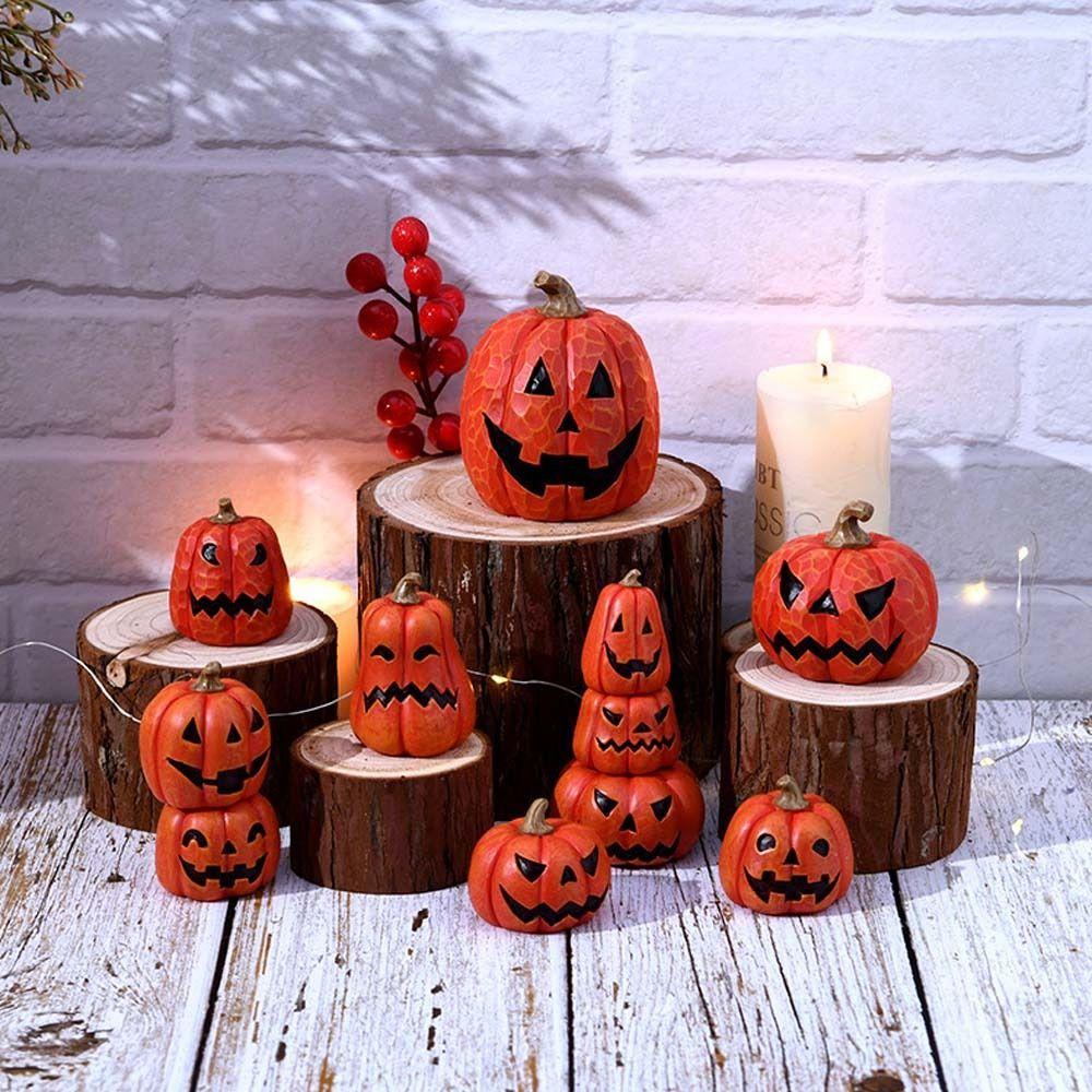Resin Artificial Resin Pumpkins Ornament Cartoon Fake Pumpkins Model Halloween Decor Gifts