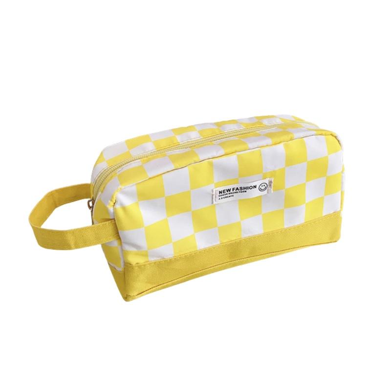 Checkered Pencil Pattern Case Large Capacity Stationery Makeup Cosmetic Gift Bag