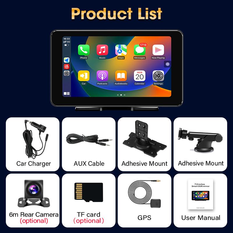 7 Inch 2G+32G Android 13 Wireless Carplay Android Auto Car Multimedia Intelligent Systems Screen 8 Core GPS Navigation Bluetooh