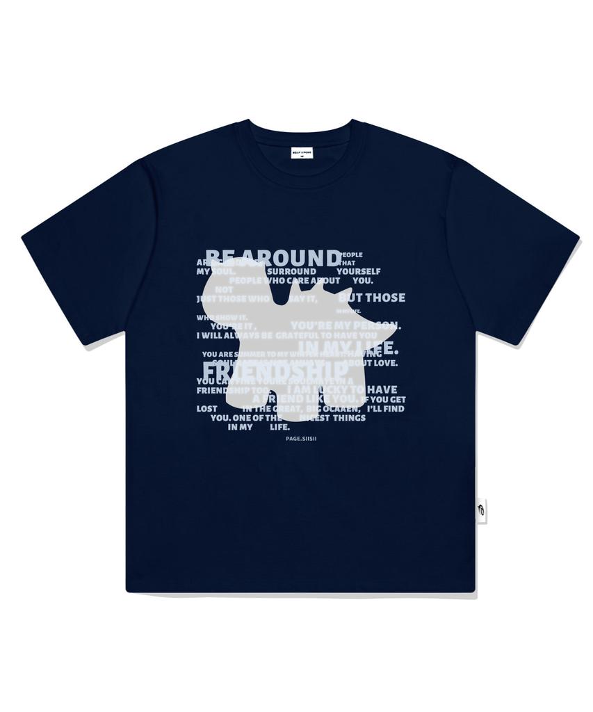 PAGESIISII Saurus Silhouette Print Short Sleeve T-Shirt Navy