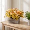 Flower Arrangement with Wooden Planter Box Rustic Artificial Flowers In Farmhouse