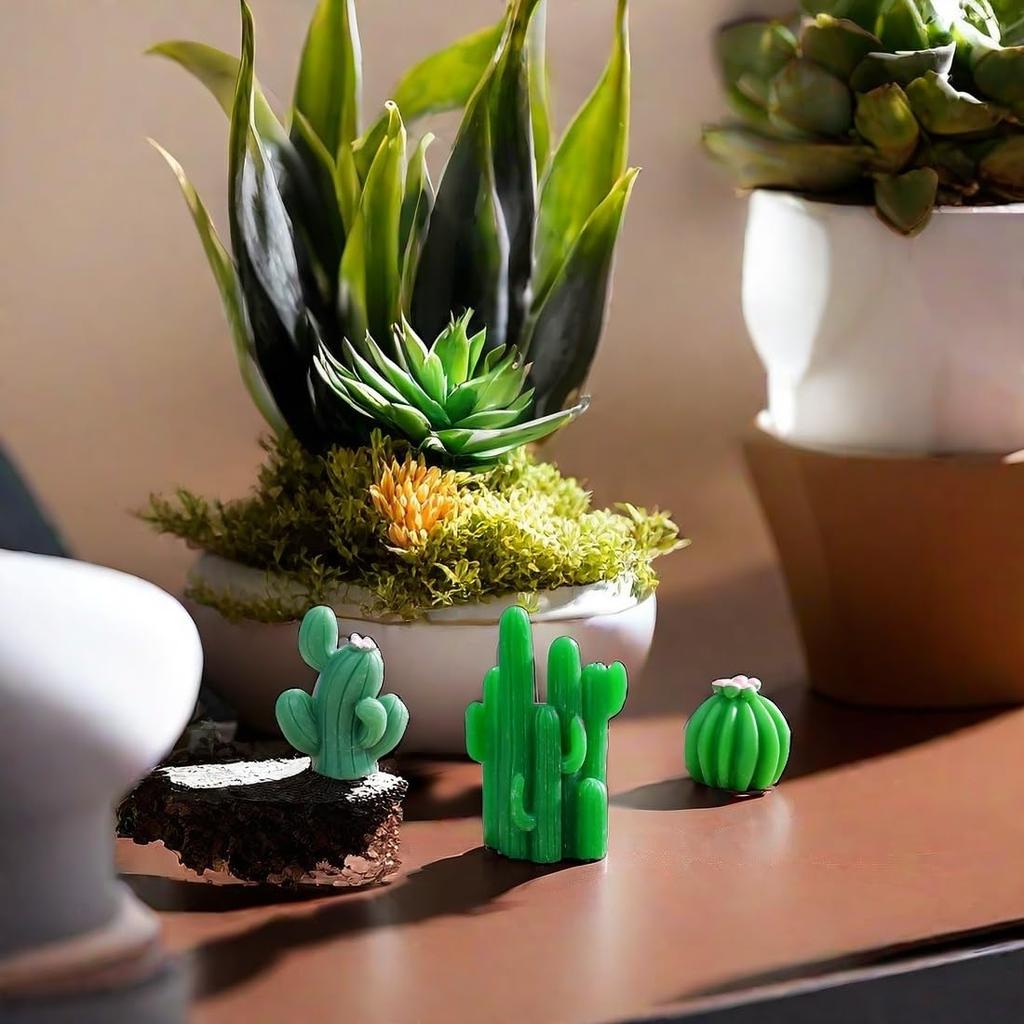 Voyyphixa Miniature Cactus Figurines, Set of 12, Decorations, Mini Ornaments, Cute Decorations, Micro Landscapes, Garden Ornaments, Bonsai