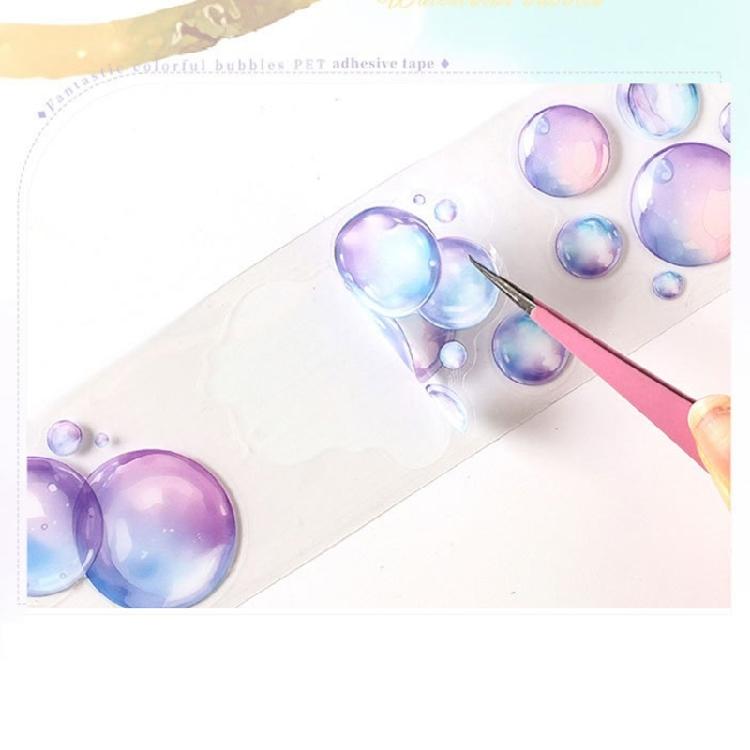 ResidueFree Repositionable Craft Tape with Aquatic Bubble Design for Creative Use Adhesive Film PET Sticker 1Box/6pcs