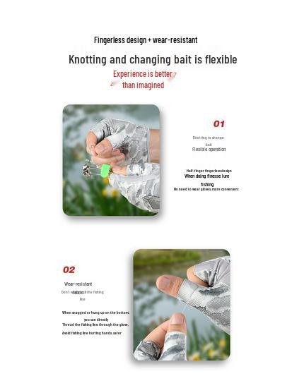 Vilico Summer Breathable Half-Finger Fishing Gloves - Skin-Friendly and Soft for Outdoor Lure Fishing