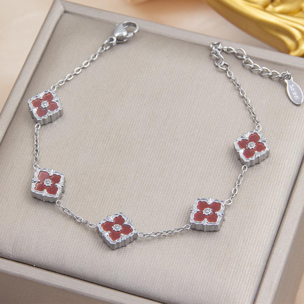 10mm Double-Sided Four-Leaf Clover Bracelet Titanium Steel Does Not Lose Colour Light Luxury Fashion Bracelet