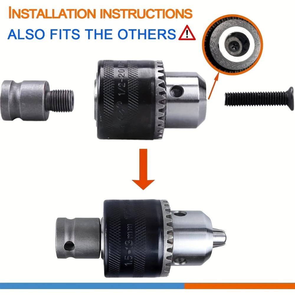 1/2 Impact Drill Chuck Adapter Mandrel Quick Release Grip for Lathe Grinder Accessories