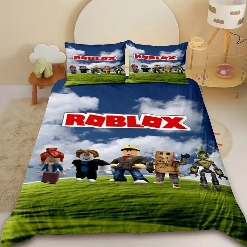 Cartoon Avat R-RobloxeS Bedding Set 2/3Pcs Duvet Cover with Pillowcases Comforter Cover for Kids Boys Bedroom Decor Queen 2/3pcs