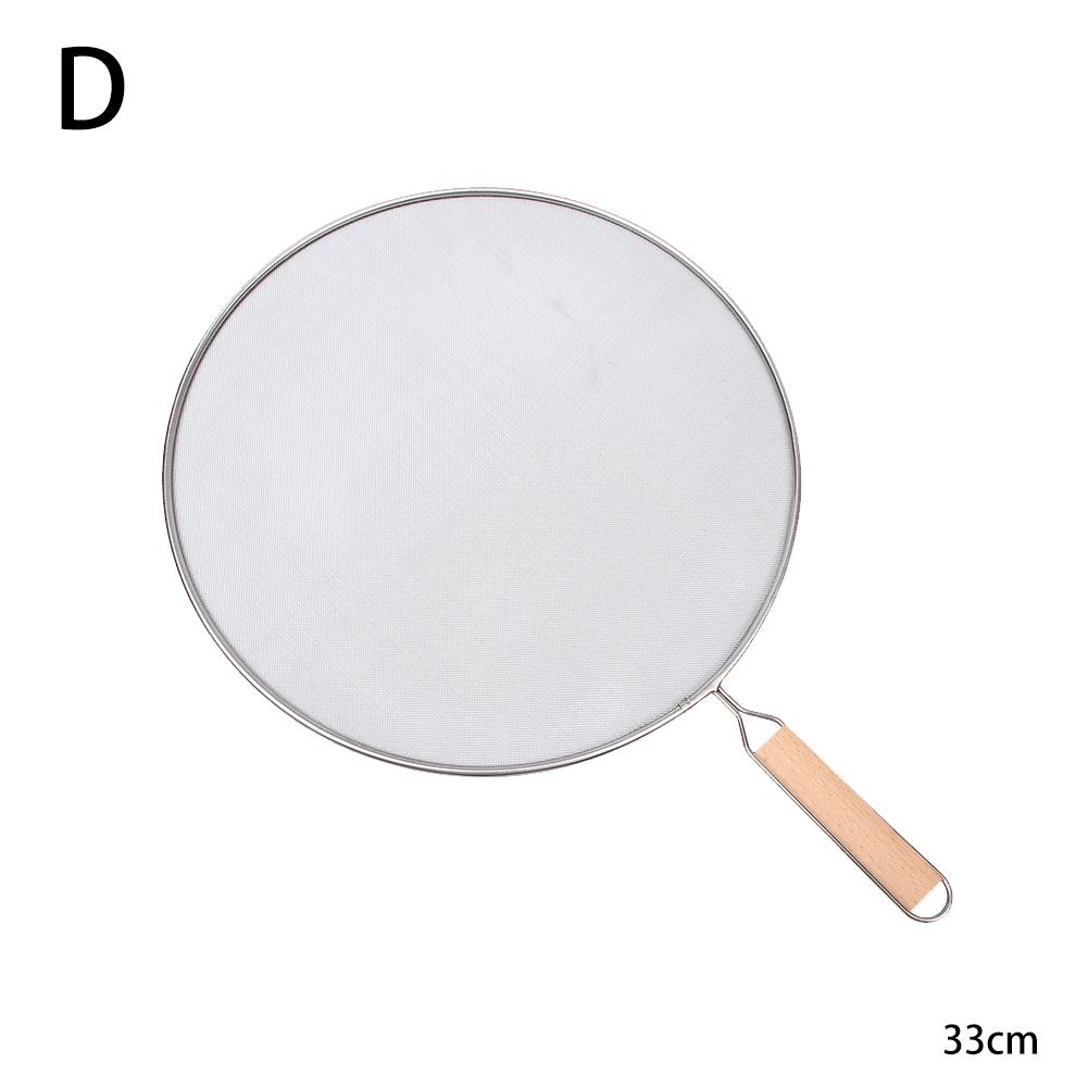 Stainless Steel Colander with Wooden Long Handle Hanging Ear Frying Oil Cooking Cover Fine Mesh Sieve Sifter Kitchen Tools