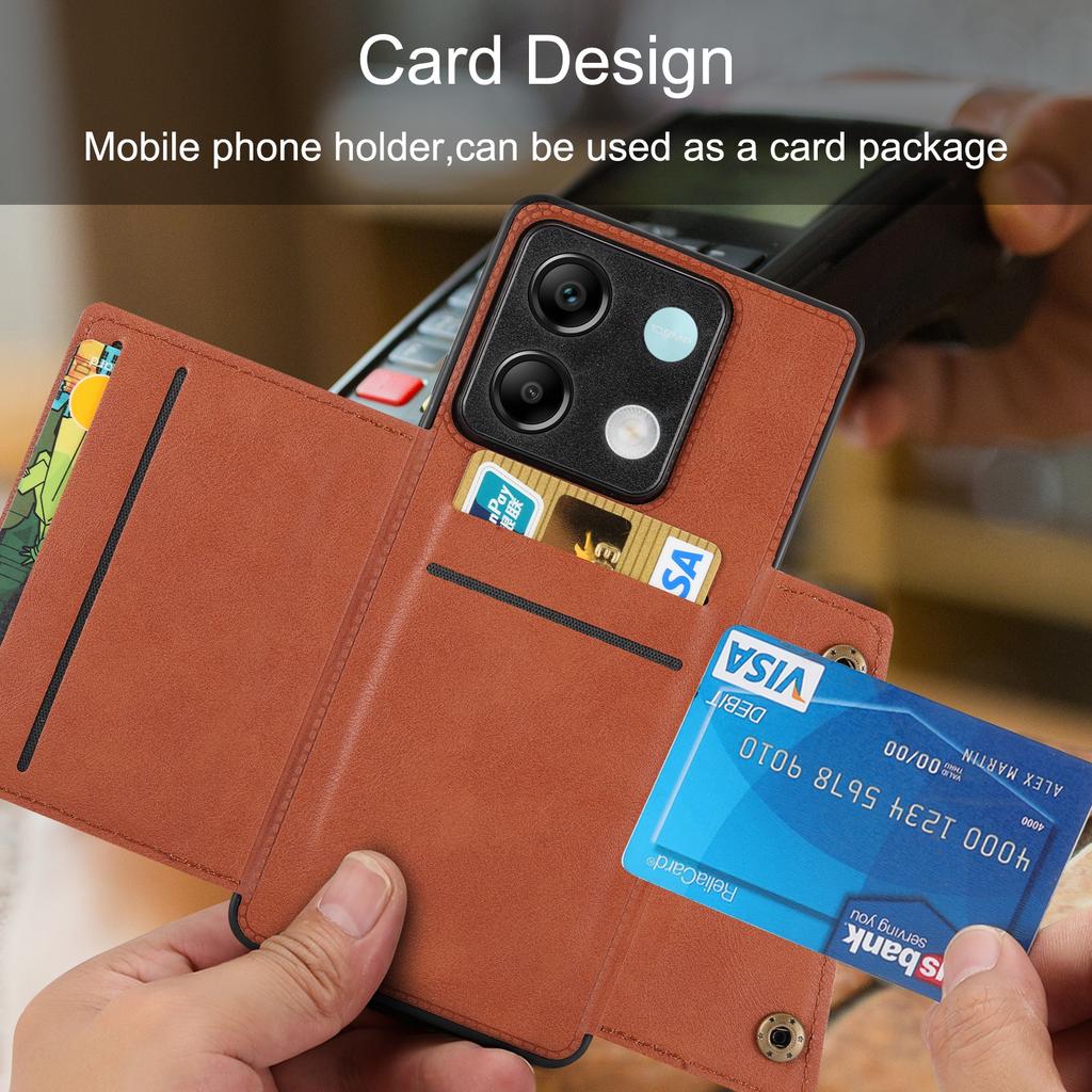 For Xiaomi Redmi Note 13 5G Case PU Leather+TPU Anti-Fall Phone Cover with Card Holder