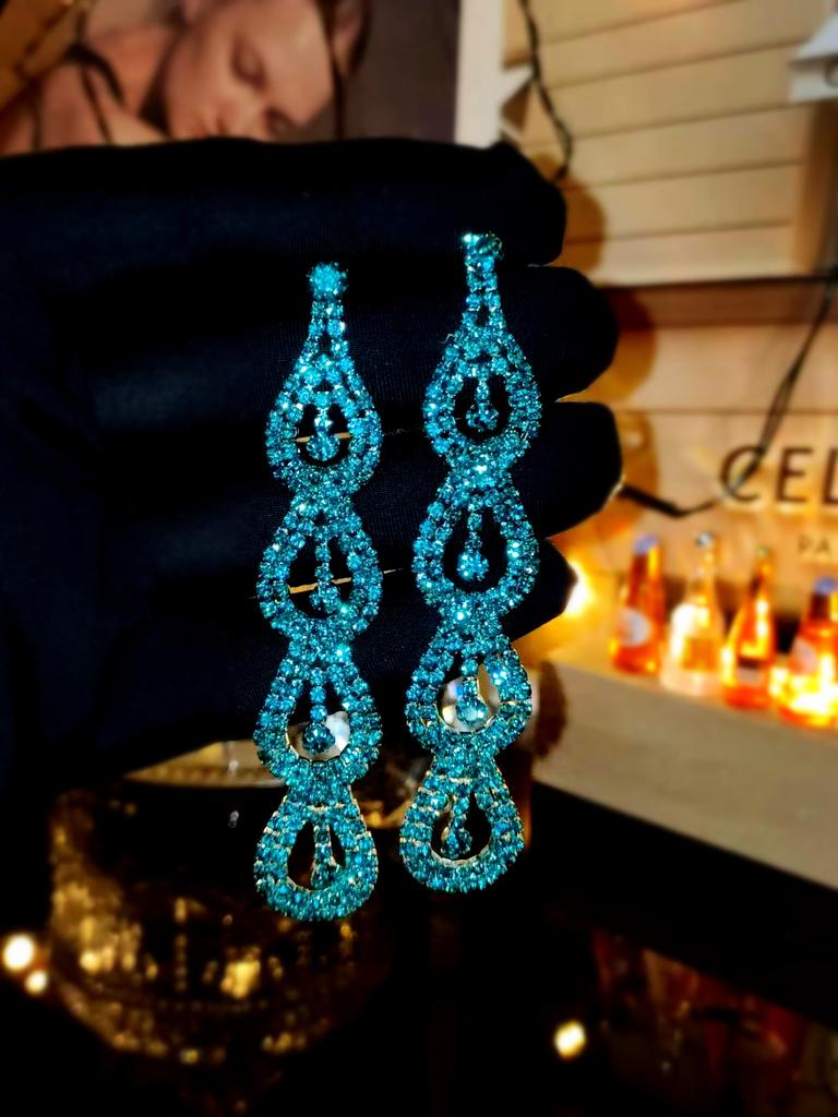Claw Chain Series Rhinestone Earrings Women's Super Flash Full Diamond Long Earrings Studs Dinner Party Versatile Earrings Earrings