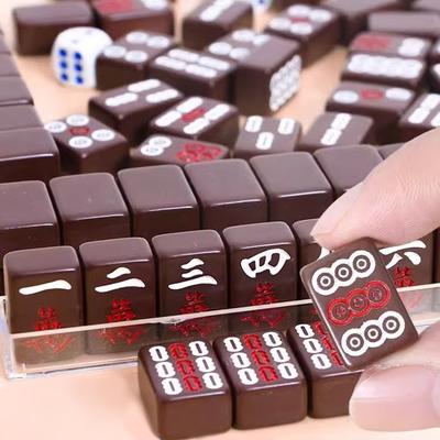 Tragbares Kleines Mahjong-Set Mahjong-Brettspiele für Erwachsene Traditionelle Chinesische Mahjong-Steine Outdoor Wohnheim Reisespiel