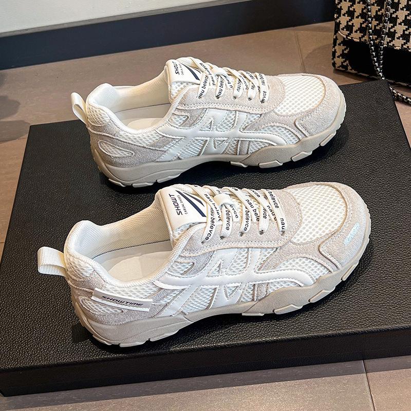 Thick-soled German Training Shoes Women's 2025 Autumn New Versatile Breathable Mesh Lightweight Forrest Gump White Shoes Casual Sports Shoes