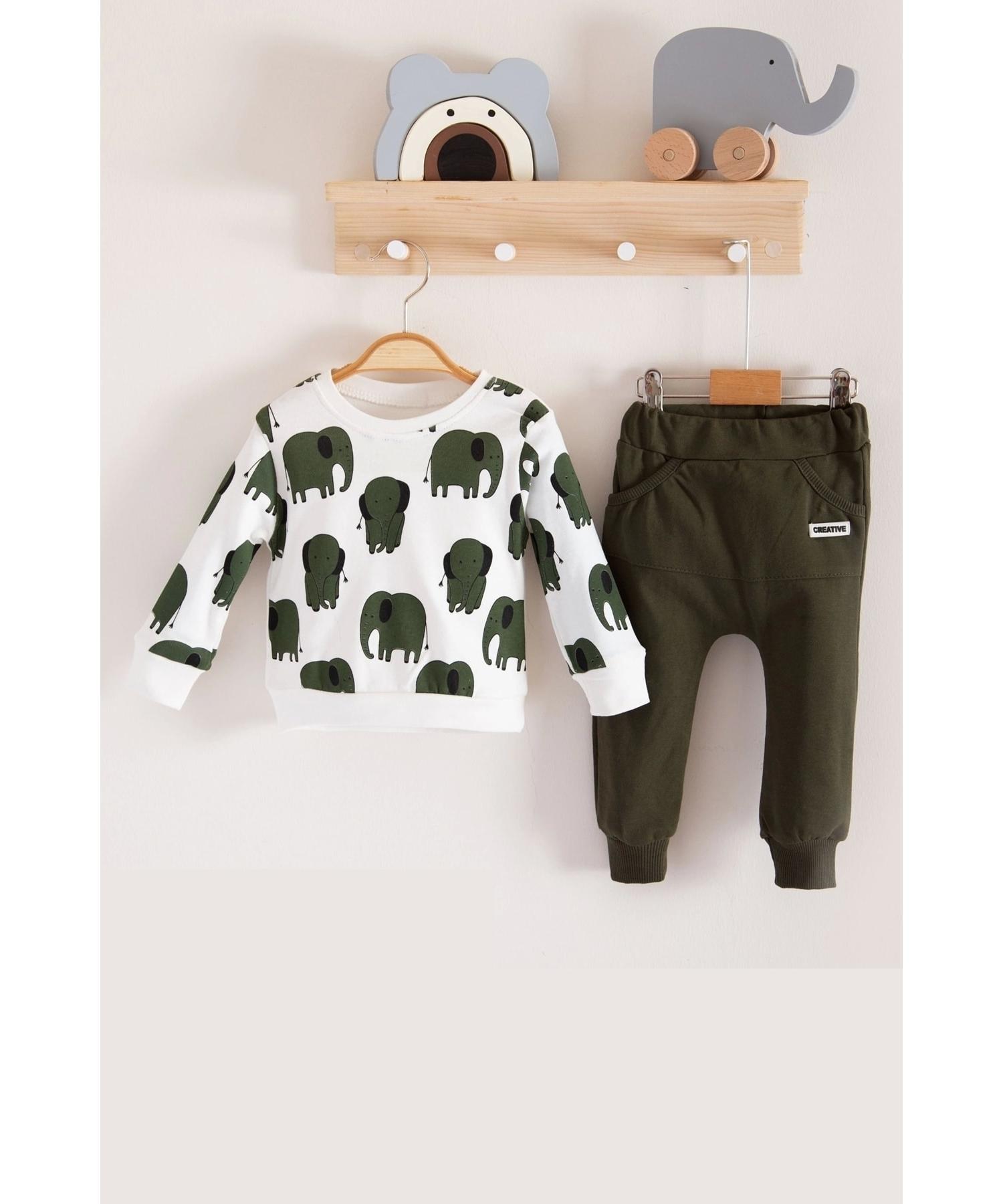 

Хлопковый комплект из двух предметов для мальчика с рисунком слона